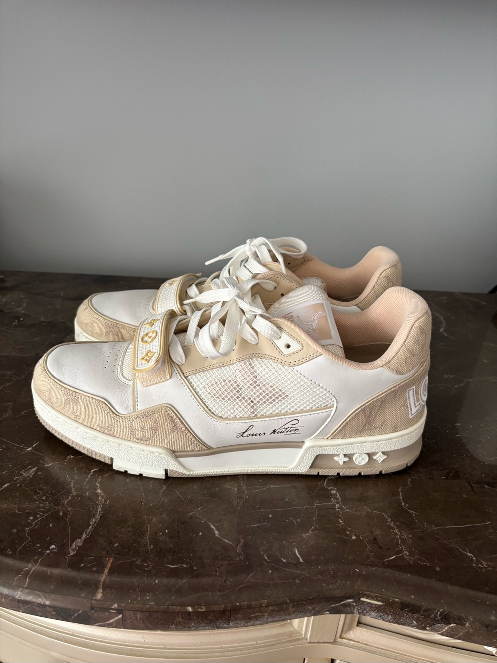 Louis Vuitton Beige, Cream & White Men's Low-Top Sneakers